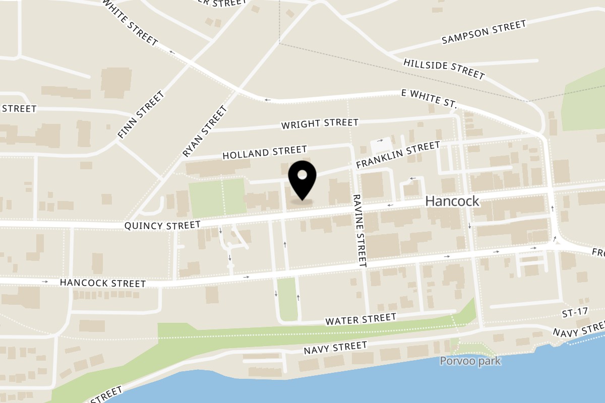 Map showing the location of Nutinis on 321 Quincy St in Hancock